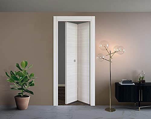 Porta interna a libro in laminato Palissandro White porta pieghevole con serratura Finitura Ottone 70X210