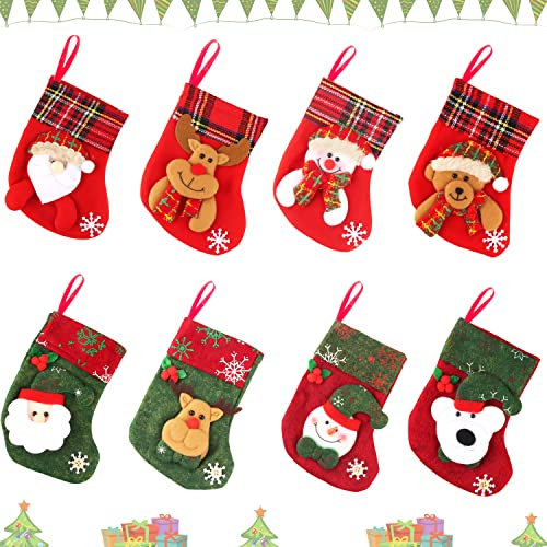 Powmag Nikolausstrumpf Kinder, 8er Set Nikolaus Socken, Weihnachtsstrumpf Personalisiert, Nikolaussocken zum Befüllen, Weihnachtsstrümpfe Weihnachtssocken Deko