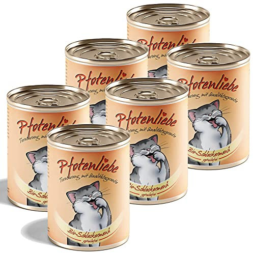 Pfotenliebe Bio-Nassfutter für Katzen, Bio-Schleckermenü, natürlich ohne Chemie und mit Qualitätsgarantie, getreidefrei, 6X 400g (Dose)