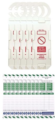 LIVELIFEBETTER® Gerüst-Inspektions-Aufzeichnungsetiketten – 5 Halter und 10 Einsätze – passend für alle Gerüstarten, geeignet für den Innen- und Außenbereich – langlebige PP-Tags