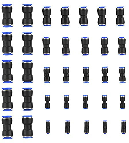 HUAZIZ 35 Pezzi Pneumatico Connettore Raccordo Pneumatico connettori per tubo dell'aria raccordi a innesto rapido a innesto Connettori in Plastica per Tubo(4mm 6mm 8mm 10mm 12mm 14mm 16mm)