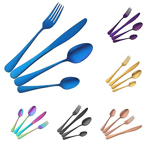 Buyer Star Besteck-Set aus Edelstahl, 24-teiliges Besteck-Set, für 6 Personen, Messer und Gabeln, Löffel, Teelöffel-Set