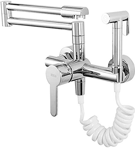 Faucetsall Bronce Montado en la Pared Grifo de Agua fría y Caliente Fregona Grifo de la Piscina Fuera de la Pared Alargar Lavandería Piscina Giratorio Plegable Telescópico A Prueba de Salpicaduras