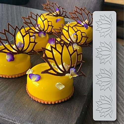 Silikon-Form mit Spitzenmuster, Lotusblumen-Prägung, Spitzenmatte für Kuchen, Spitzeneindruck für Cupcake-Dekoration, Fondant-Blumenspitzenmatte, Zuckerguss-Dekorationen (F_28,14 * 5,9 * 0,25 cm)
