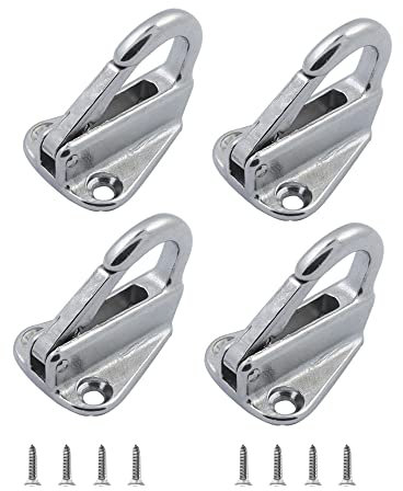 YWZHENYU Boat Fender Hooks 316 Stainless Steel Spring Snap Hooks Coat Hanger Hooks of 4 Pcs with Screws