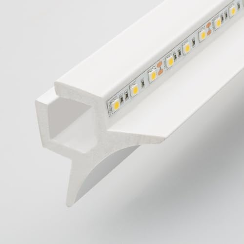 LEDKIA LIGHTING - Moulure Arc 2m pour 2 Rubans LED | Éclairage décoratif indirect | Résistant aux chocs et à l'eau | Installation facile, Blanc, Plastique