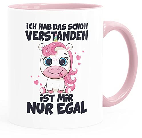 MoonWorks® Kaffee-Tasse Einhorn Ich hab das schon verstanden es ist mir nur egal Bürotasse Kein Bock lustige Kaffeebecher weiss-innen-rosa standard