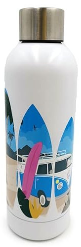 Puckator Wiederverwendbare Thermosflasche aus Stahl 530 ml - Waves Are Calling - Volkswagen Transporter T1