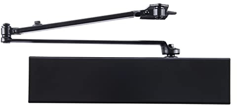 BRINKS Commercial - Heavy Duty All-in-One Commercial Door Closer, Matte Black Finish - Adjustable from Size 1 to Size 5 with a 180-Degree Opening Range