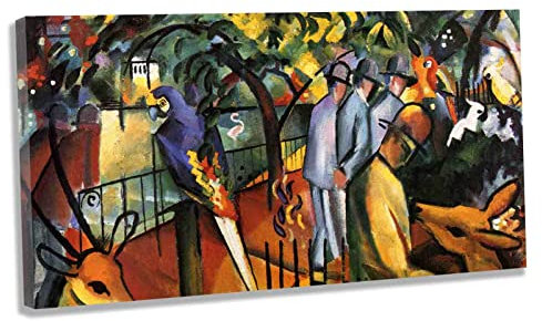 Htt-Kup-Rpp August Macke《Ohne Titel》Bilder Leinwand Küche Wandbilder Wohnzimmer für Schlafzimmer Dekoration Wohnung Home Deko Kunstdruck fertig zum Aufhängen(45x76cm) 18x30inch,Gerahmt