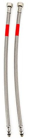 ADOB 2er Set Flexschläuche Anschlussschlauch Armatur Panzerschlauch Wasserhahn M10x1 X 3/8“, Länge 420 mm, DN 08, nach KTW/DVGW, 40869