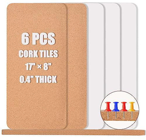 Korktafel ohne Rahmen, Korkfliesen-Pinnwand, 6 Packung, 43x20cm, 10 mm dicke kreisförmige Bogen-Korktafeln, selbstklebende Pinwand, gebogene Randtafeln für Wände, Büro, Dekoration, Schule(6 Stück)