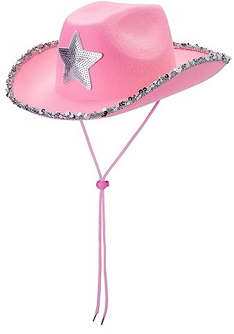 Carolilly Cappello da cowboy occidentale in feltro cappello da cowboy per le donne soffici piume Trim Disco strass Set Halloween Cappello da cowboy cappelli da cowgirl forniture per feste di
