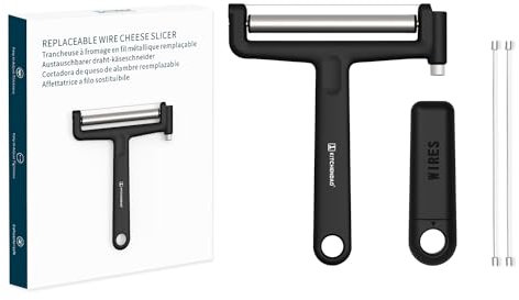 KITCHENDAO Trancheuse à fromage en fil de fer remplaçable, 50% fils plus résistants avec mécanisme de fixation de fil de 2e génération, coupe-fromage en aluminium à serrage réglable, remplacement