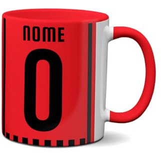 Fashion Graphic Tazza personalizzata in ceramica tifosi ultras squadra personalizza la tazza mug con nome e numero tifosi ultras squadra del cuore tifoso (Rossonero/rosso)