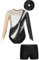 iiniim Kinder Mädchen Turnanzug Gymnastikanzug mit Shorts Haarband Glänzend Gymnastik Leotard Trikotanzug Wettbewerb Tanzkostüm Silber&Schwarz 170-176