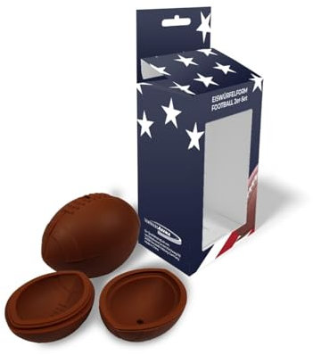 American Football - Set di 2 stampi per cubetti di ghiaccio a forma di football, 8,7 x 6,2 x 5,5 cm
