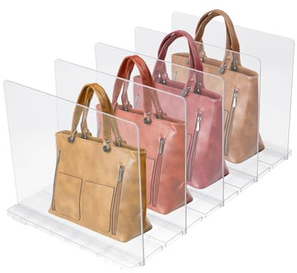 Yuhtech 5pcs Closet Shelf Dividers, Handbag Storage, Adjustable Wardrobe Dividers, Purse Hand Bag Storage Organiser for Bedroom Kitchen Wardrobes