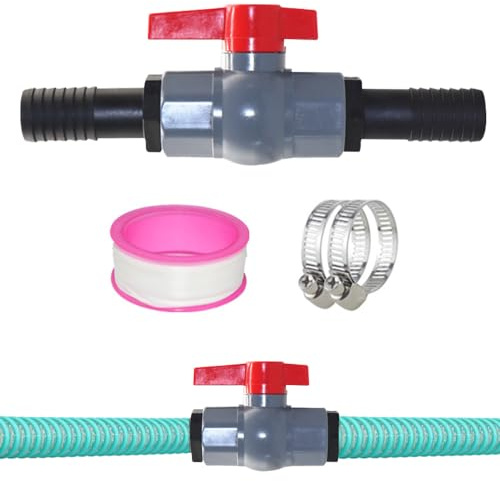 LYPPUL Kugelhahn mit Schlauchverbinder, PVC Absperrhahn Pool Absperrventil, Absperrhahn mit Innengewinde 40mm und Schlauchtüllen 32mm, Poolschlauch Verbinder Pool Poolventil für Garten PE Rohr