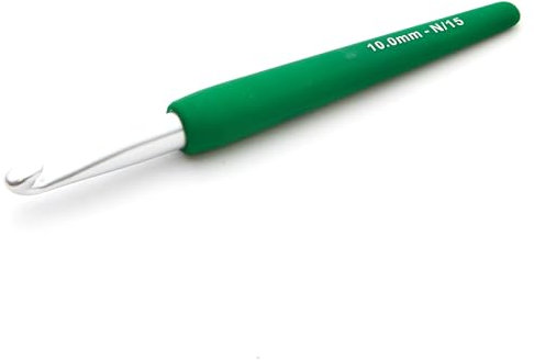 KnitPro Waves Crochet Hooks – 10mm Crochet Hook, Ergonomic Soft Handles, Soft Rubber Grip for Arthritic Hands, Light & Comfortable Crochet Needles for Knitting, Forest Fern