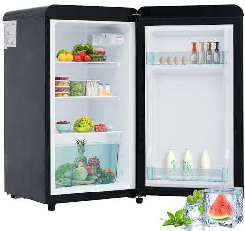 Merax 76L Single-Door Kühlschrank: LED-Beleuchtung, Verstellbare Füße, Drei Farben Verfügbar, Energieeffizienzklasse E Schwarz