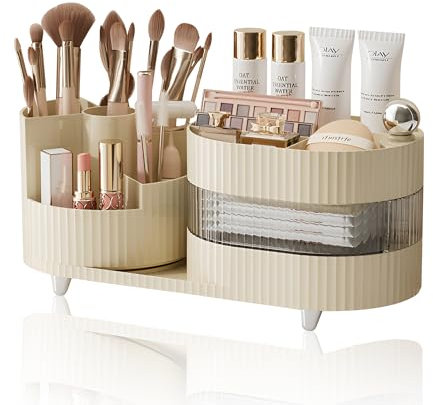 Bornfeel Organizador de Maquillaje Giratorio 360° Organizador de Pinceles Multifunctional Cajas Almacenaje Maquillaje para Tocador Dormitorio Baño