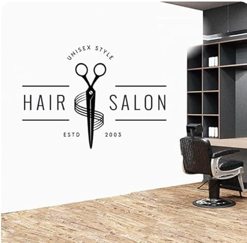 Autocollants de décoration de salon de coiffure pour salon de coiffure autocollant mural papier peint autocollants de décoration stickers muraux, noir, 57 cm X 41 cm