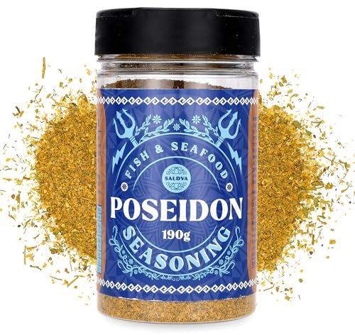 Poseidon Seasoning Mix - Premium Greek Fish and Seafood Spice Mix - Crafted for Rich and Flavorful Seafood Dishes - Large Jar (190g)