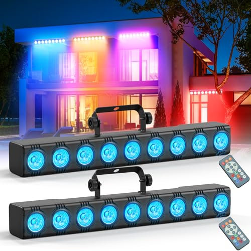 Fieryzeal LED Bar Wallwasher 9 x 6W LED RGBW Strahler Discolicht Partylicht Bühnenlicht Lichteffekte dmx Controller Musikgesteuert Strobe Beleuchtung mit Fernbedienung für DJ Party Outdoor, 2 Stück