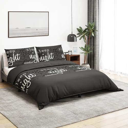 Bulliing Bettwäsche-Set Bedding Set BettwäSche-Sets Bettzeug Set Schwarz 220x240 cm Baumwolle