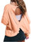 Haut de sport à manches longues pour femme, col rond, dos nu, dos nu, chemise de yoga, coupe ample, t-shirt court pour la course à pied, la gym, l'entraînement, Orange, L