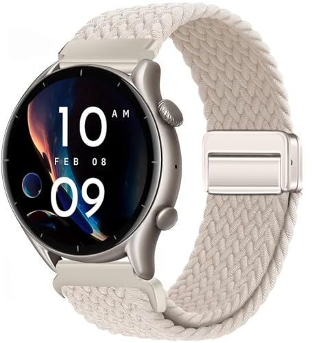 Issinlky Bracelet tressé nylon pour Amazfit GTR 47mm/GTR 2/GTR 2e/GTR 3/GTR 3 Pro/GTR 4/GTR 4 Pro/Stratos 3/Stratos 2, Bracelet élastique 22mm pour Xiaomi Watch S1/S1 Active/Xiaomi Mi/Watch S3/Watch 2