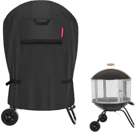 Porch Shield Round Patio Fire Pit Cover 28 inch Outdoor Rolling Fireplace Wooden Bonfire Firepit Cover for Fire Sense 01471 Firepit, Aoxun Chiminea Fire Pit