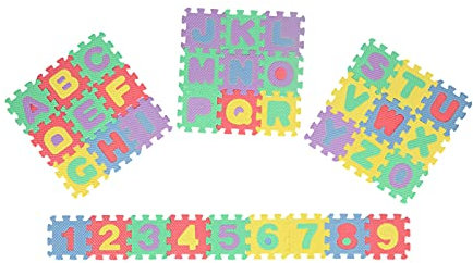 Baby-Alphabet-Puzzle-Übungsspielmatte mit Mini-ABC und 123 Ineinandergreifenden Lernspielzeugen, Entworfen in Leuchtenden Farben für ab 3 Jahren, Zum Lernen mit Spaß