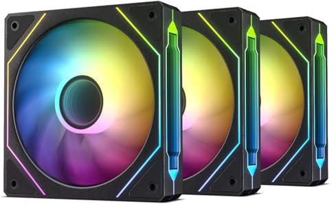 DARKROCK F120-3 in 1 120 mm Infinite Mirror Design Case Fans with PWM Control & ARGB Effect, Hydraulic Bearing for Low-Noise Operation - Suitable for Most PC Cooling Systems - Black