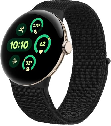 Amzpas für Google Pixel Watch Armband Damen Herren,Nylon Sport Loop Ersatzarmbänder für Google Pixel Watch 2 Armband (Schwarzer)