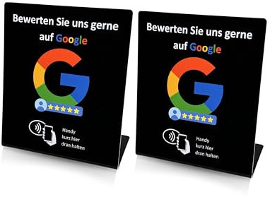 NFC Aufsteller Display für Google Bewertungen | Vorprogrammiert auf Ihr Geschäft | Starkes Google Ranking für Ihr Unternehmen (2x schwarz)