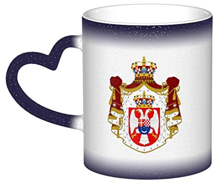 XTXGBT Coat of Arms of The Kingdom of Yugoslavia Coffee Mugs Thermal Color Changing Mug Novelty Unique Travel Cups 12 OZ