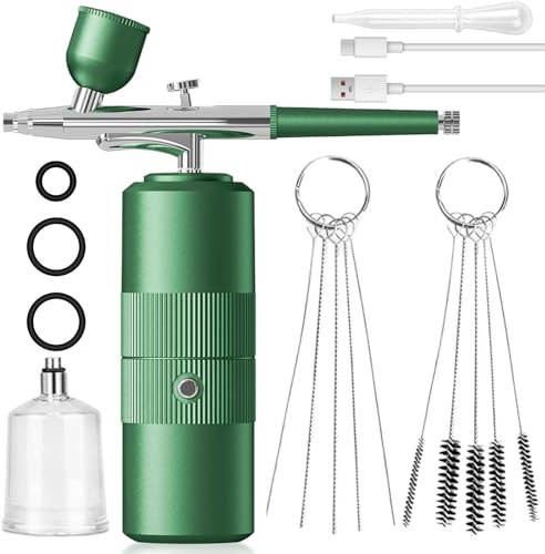 Airbrush Set mit Kompressor: Spritzpistole Kabelloses, Airbrush Kit, Tragbare Airbrushpistole mit Kompressor, USB Aufladbare Handheld Spritzpistole Set für Haut Hydratation, Tattoo, Nägel, Make-up