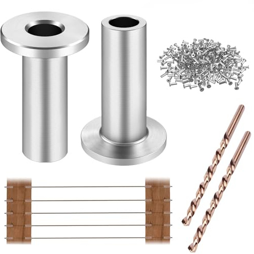 CKE T316 Stainless Steel Protector Sleeves for Cable Railing System, 300 Pack Protector Sleeve for 1/8 Wire Rope Cable Railing Kit, Wire Rope Protective Sleeve for Wood Posts with Drill Bit, CR01