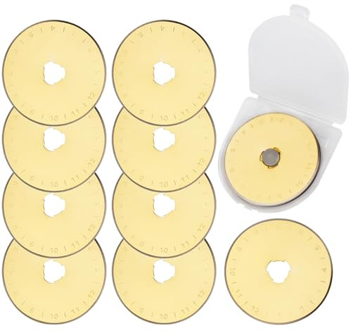 Treki 45mm Rotary Cutter Blade 10 Pcs Titanium Rotary Blades SKS-7 Fabric Cutting Blades for Quilting Sewing Crafting and Fabric Leather Cutting
