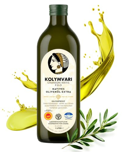 Kolymvari g.U. | Extra Natives Olivenöl | 1 Liter Flasche – Kreta, Griechenland | Premium Olivenöl | 100% Koroneiki Oliven | traditionelle Handernte | Kaltextraktion | niedriger Säuregehalt