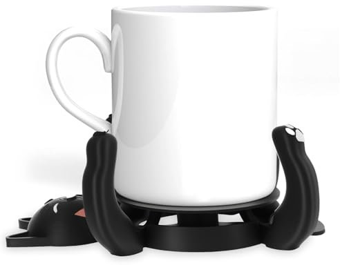 3D Print Cat Coasters, Cute Cat Mug Holders with Funny Expression & Moving Limbs, Creative Animals Drinks Holder, Home Coffee Table Decor, Housewarming Gift for Friends Pet Lover(Black)