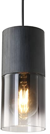 NETHCUEL Lámpara Colgante Negra, Lámpara Colgante Isla Cocina Ajustable Moderna, Lámparas Colgantes de Vidrio Industrial, Adecuada para Mesa de Comedor, Pasillo, Dormitorio, Bombilla no Incluida