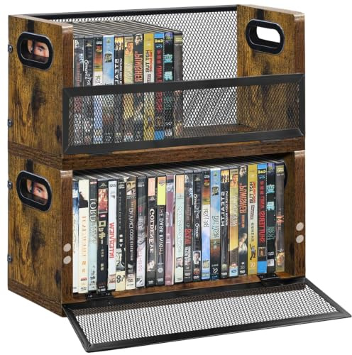 Salajory DVD Storage Rack - 2 Pack, Holds 56 DVD Cases or 64 Blu-ray Cases