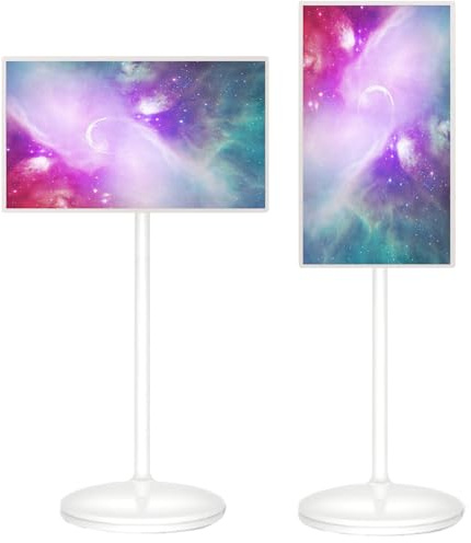 DPLXQPP The Ultimate Bestie Gift!24 Inch Portable TV on Wheels with Stand,Android Touch Screen Monitor,Rechargeable Battery,Webcam,Movable Smart Entertainment,For Kitchen & Bedroom 27Inches-8/128GB