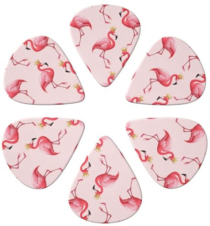 Pink Flamingo Crown Gitarrenplektren, 6er-Pack, dünn, mittel, dick, für Akustikgitarre, E-Gitarre, Ukulele, Bass, 0,46 mm