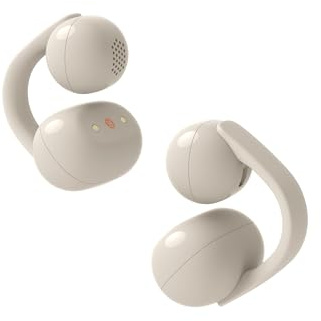 Sony LinkBuds Clip, Écouteurs Open Ear sans Fil, avec jusquà 37 h d´autonomie, des appels clairs Bluetooth multipoint, pour Le Travail et Le Quotidien, Grège