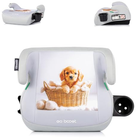 Chipolino Kindersitzerhöhung Go Boost i-Size (125-150cm) Getränkehalter waschbar hellgrau