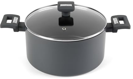 Salter Alto Kochtopf 24 cm, recyceltes Aluminium, Induktion | ILAG-Antihaft, Glasdeckel mit Dampfventil, Bakelitgriffe mit Kaltgriff, PFOA-frei, 10 Jahre Garantie